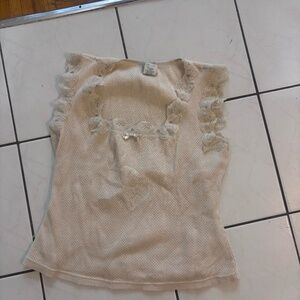 vintage 80s tank top with lace trim and bow * accepting offers